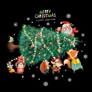 Decal dán tường Decal Noel - Thú khiên cây thông xanh Decal dán tường Decal Noel - Thú khiên cây thông xanh