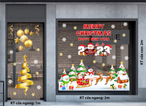 Decal dán tường Noel - Tuần lộc kéo xe chở ông già Noel