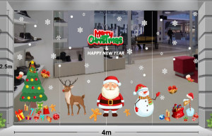 Decal dán tường Decal Noel - Tuần lộc ông già noel và người tuyết vui vẽ Decal dán tường Decal Noel - Tuần lộc ông già noel và người tuyết vui vẽ