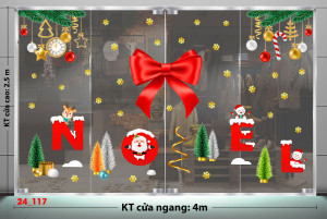 Decal dán tường Noel - Nơ đỏ to