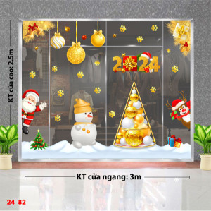 Decal dán tường Decal Noel - Người tuyết trắng và ông già vẫy chào Decal dán tường Decal Noel - Người tuyết trắng và ông già vẫy chào
