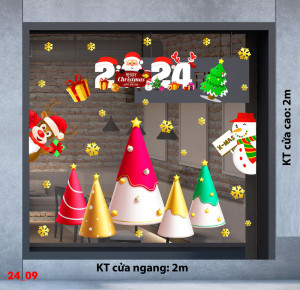 Decal dán tường Noel - Năm cây thông sắc màu 