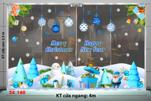 Decal dán tường Noel- Noel 160 chân tuyết xanh 4m