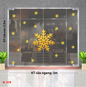 Decal dán tường Decal Noel -Bông tuyết vàng to Decal dán tường Decal Noel -Bông tuyết vàng to