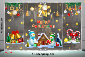 Decal dán tường Decal Noel -Đôi người tuyết và quả chuông Decal dán tường Decal Noel -Đôi người tuyết và quả chuông