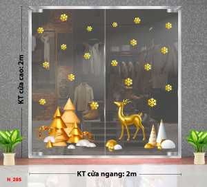 Decal dán tường Decal Noel -Tuần lộc vàng ngắm tuyết rơi 1 Decal dán tường Decal Noel -Tuần lộc vàng ngắm tuyết rơi 1