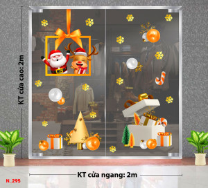 Decal dán tường Noel - Ông già noel và tuần lộc vàng