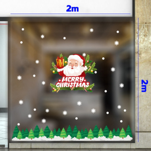 Decal dán tường Decal Noel- Cánh đồng thông xanh và ông già noel Decal dán tường Decal Noel- Cánh đồng thông xanh và ông già noel