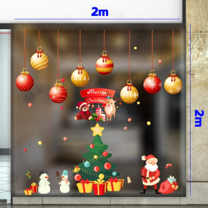 Decal dán tường Decal Noel- cây thông noel và nhưng quả châu treo Decal dán tường Decal Noel- cây thông noel và nhưng quả châu treo