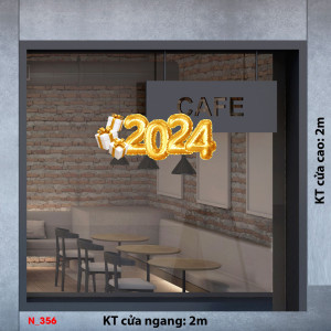 Decal dán tường Decal Noel- chữ số năm 2024 màu vàng Decal dán tường Decal Noel- chữ số năm 2024 màu vàng