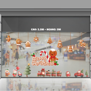 Decal dán tường Decal Noel -dây treo noel và ông già Decal dán tường Decal Noel -dây treo noel và ông già