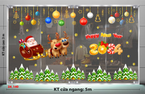 Decal dán tường Noel -Đôi tuần lộc kéo xe 