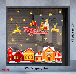 Decal dán tường Noel  - Ngôi nhà giáng sinh màu đỏ