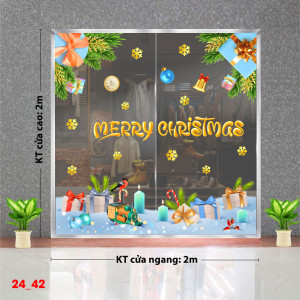 Decal dán tường Decal Noel -Tuyết và nến xanh Decal dán tường Decal Noel -Tuyết và nến xanh