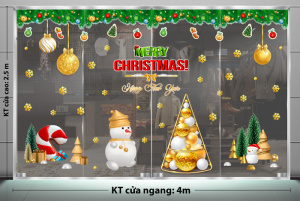 Decal dán tường Decal Noel -Dây nguyêt quế và nhung quả châu vàng Decal dán tường Decal Noel -Dây nguyêt quế và nhung quả châu vàng
