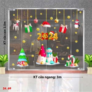 Decal dán tường Noel -Dây treo hộp quà