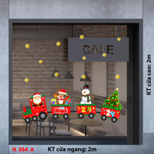 Decal dán tường Decal Noel- Đoàn tàu noel màu đỏ Decal dán tường Decal Noel- Đoàn tàu noel màu đỏ