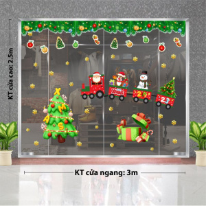 Decal dán tường Noel -Đoàn tàu noel và hợp quà xanh