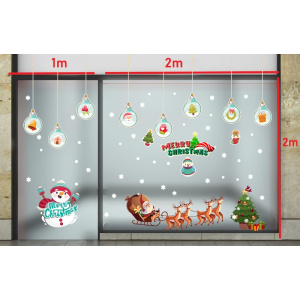 Decal dán tường Decal Noel- Đoàn tuần lộc ngộ nghĩnh kéo ông già Noel Decal dán tường Decal Noel- Đoàn tuần lộc ngộ nghĩnh kéo ông già Noel