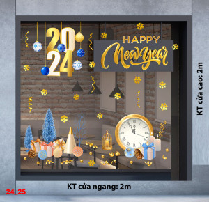 Decal dán tường Noel -Đồng hồ giáng sinh 2024