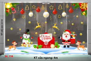 Decal dán tường Noel -Người tuyết tuần lộc và lá thư