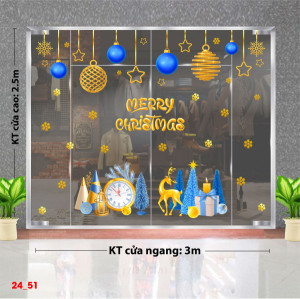 Decal dán tường Decal Noel- Tuần lộc vàng và quả châu xanh dương Decal dán tường Decal Noel- Tuần lộc vàng và quả châu xanh dương