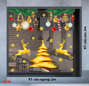 Decal dán tường Noel -cây thông vàng to 