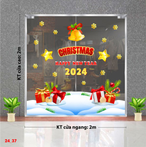 Decal dán tường Decal Noel -chân tuyết trắng và hộp quà đỏ Decal dán tường Decal Noel -chân tuyết trắng và hộp quà đỏ