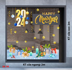 Decal dán tường Decal Noel - chân tuyết và quả châu xanh Decal dán tường Decal Noel - chân tuyết và quả châu xanh