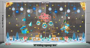 Decal dán tường Noel -Hộp quà xanh da trời 