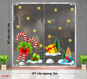 Decal dán tường Decal Noel -Hộp quà đủ màu và cây thông Decal dán tường Decal Noel -Hộp quà đủ màu và cây thông