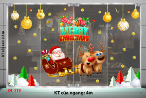 Decal dán tường Decal Noel- Hai chú tuần lộc kéo xe Decal dán tường Decal Noel- Hai chú tuần lộc kéo xe
