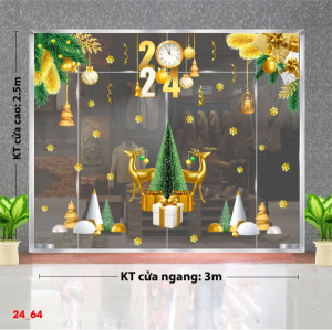 Decal dán tường Decal Noel -Hai chú tuần lộc vàng và cây thông Decal dán tường Decal Noel -Hai chú tuần lộc vàng và cây thông