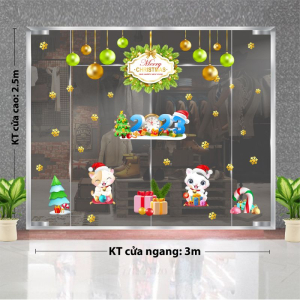Decal dán tường Decal Noel- Hai cô mèo và hộp quà giáng sinh Decal dán tường Decal Noel- Hai cô mèo và hộp quà giáng sinh