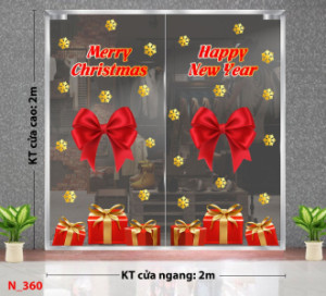 Decal dán tường Decal Noel -Hộp quà và nơ đỏ lớn Decal dán tường Decal Noel -Hộp quà và nơ đỏ lớn