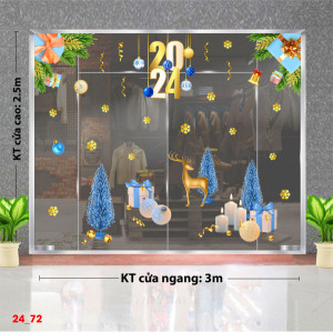 Decal dán tường Decal Noel -Noel xanh và tuần lộc Decal dán tường Decal Noel -Noel xanh và tuần lộc