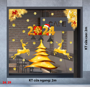 Decal dán tường Noel -Lá thông vàng 