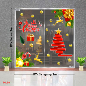 Decal dán tường Noel -Hộp quà và châu vàng