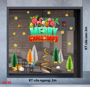 Decal dán tường Decal Noel -Sáu cây thông sắc màu  Decal dán tường Decal Noel -Sáu cây thông sắc màu