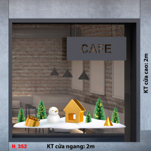 Decal dán tường Decal Noel- Ngôi nhà màu vàng và người tuyết trắng Decal dán tường Decal Noel- Ngôi nhà màu vàng và người tuyết trắng