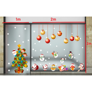 Decal dán tường Decal Noel- Người tuyết nô đùa bên ông già Decal dán tường Decal Noel- Người tuyết nô đùa bên ông già