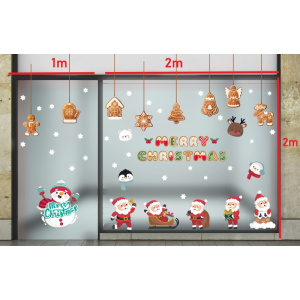 Decal dán tường Decal Noel- Người tuyết và ông già vui chào noel Decal dán tường Decal Noel- Người tuyết và ông già vui chào noel