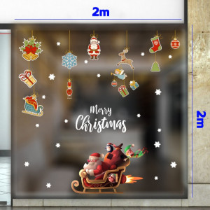 Decal dán tường Decal Noel- Dây treo và ông già chạy xe Decal dán tường Decal Noel- Dây treo và ông già chạy xe
