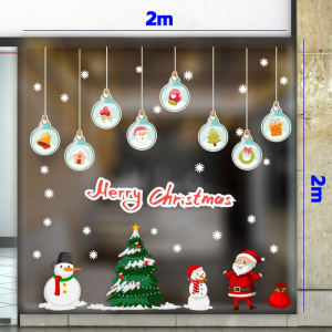 Decal dán tường Decal Noel- Những dây treo quả châu và ông già noel Decal dán tường Decal Noel- Những dây treo quả châu và ông già noel