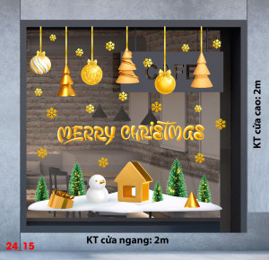 Decal dán tường Decal Noel -Những quả châu vàng và người tuyết trắng Decal dán tường Decal Noel -Những quả châu vàng và người tuyết trắng