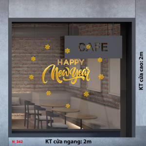 Decal dán tường Decal Noel -Chữ happy new year Decal dán tường Decal Noel -Chữ happy new year