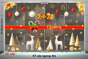 Decal dán tường Noel- Noel 166 Hai tuần lộc trắng