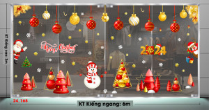 Decal dán tường Noel- Noel 168 Người tuyết trắng và cây thông đỏ