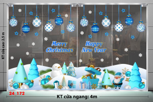 Decal dán tường Noel -Noel 172 quả châu xanh