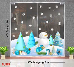 Decal dán tường Noel -Noel 365 cây thông và người tuyết